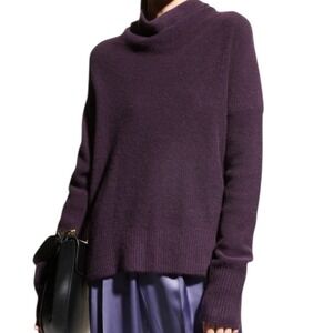 Vince Boiled Cashmere Cowl Neck Sweater Pullover Long Sleeve Small Dark Mulberry